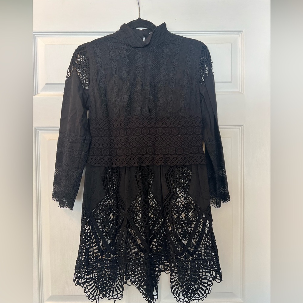 Anna Sui Mini Lace Crochet Dress, unlined, size 4